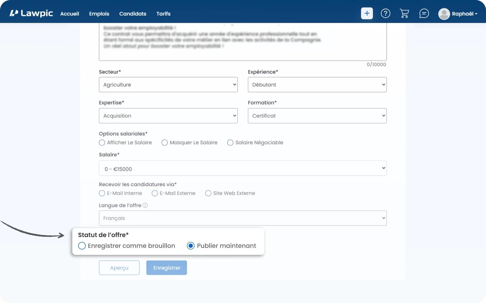 offre d’emploi