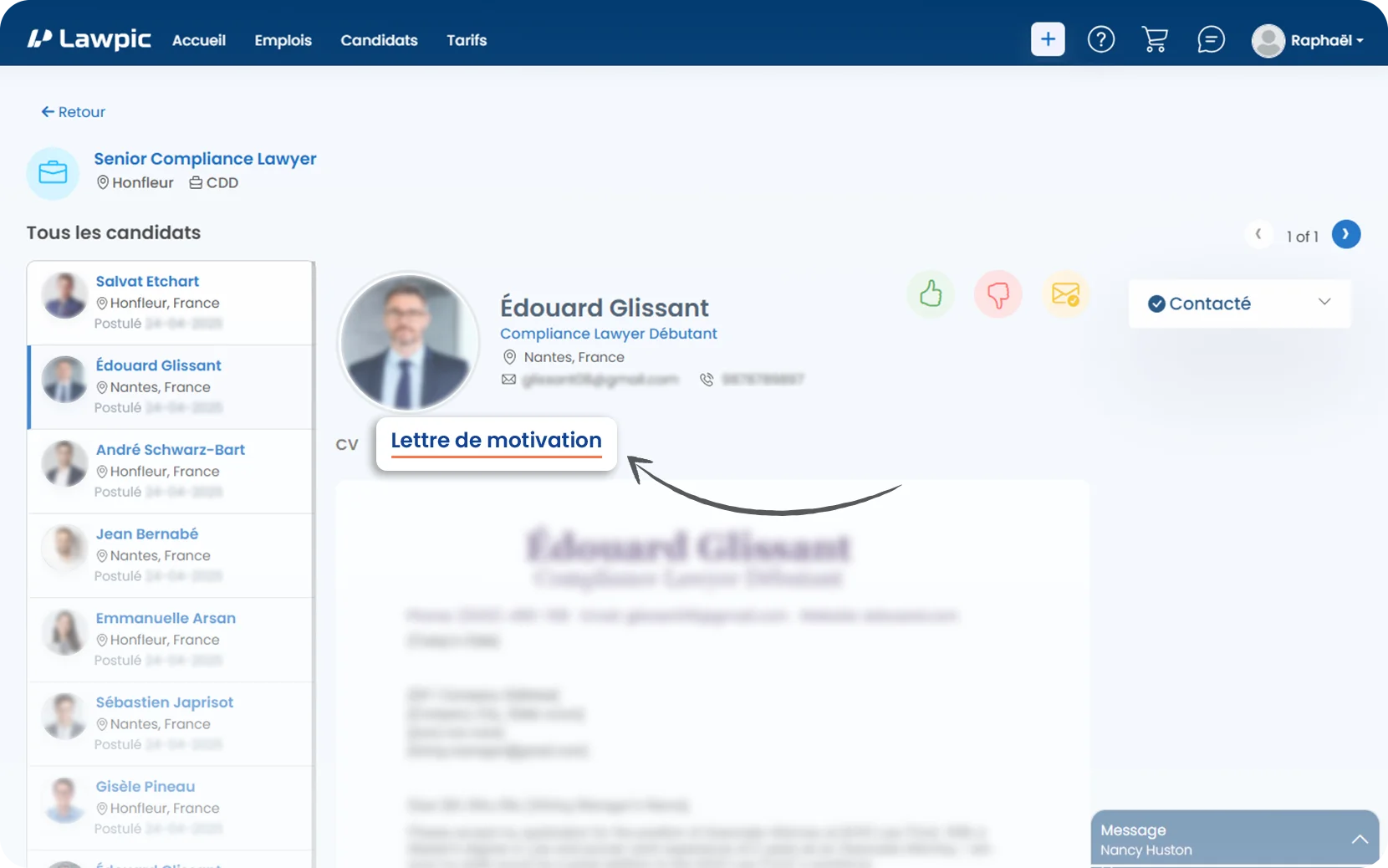 Candidat lettre